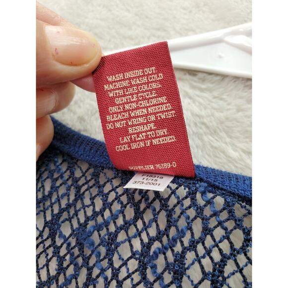 AriZona Cardigan Girls Large Blue Knit Crochet Polyester Long Sleeve‎ Open Front - Picture 6 of 6